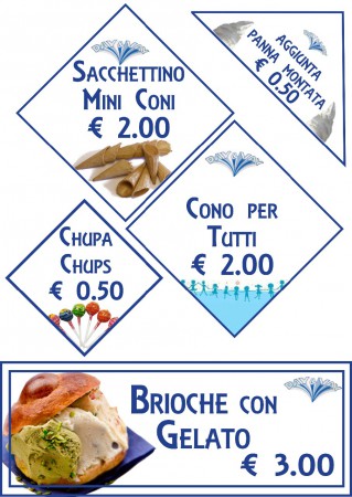 cartellini vari gelateria